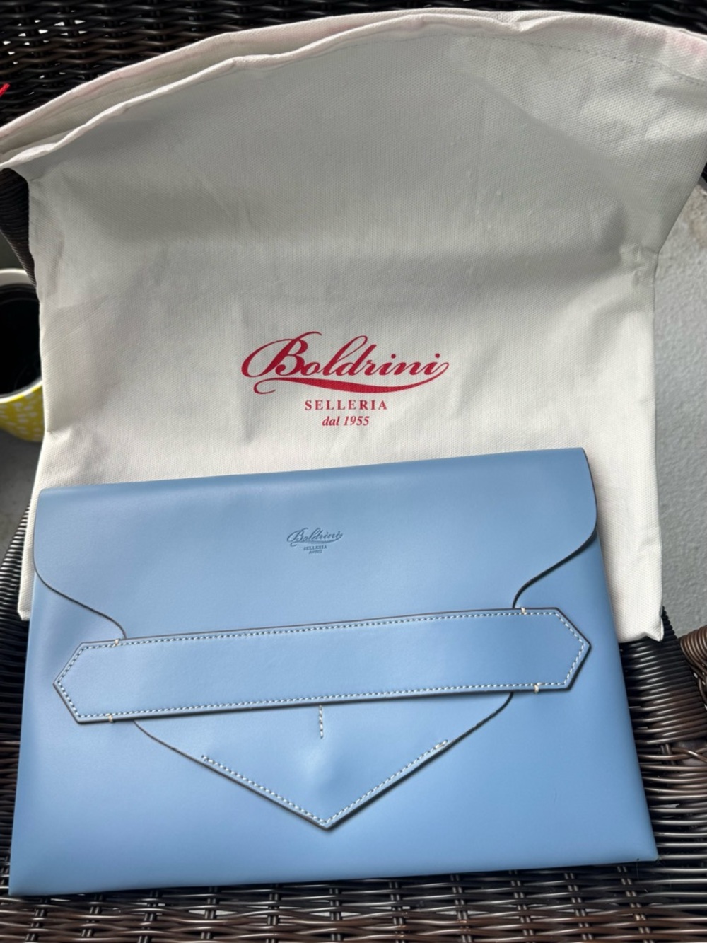 Boldrini Light Blue Leather Envelope Clutch - Picture 9 of 9